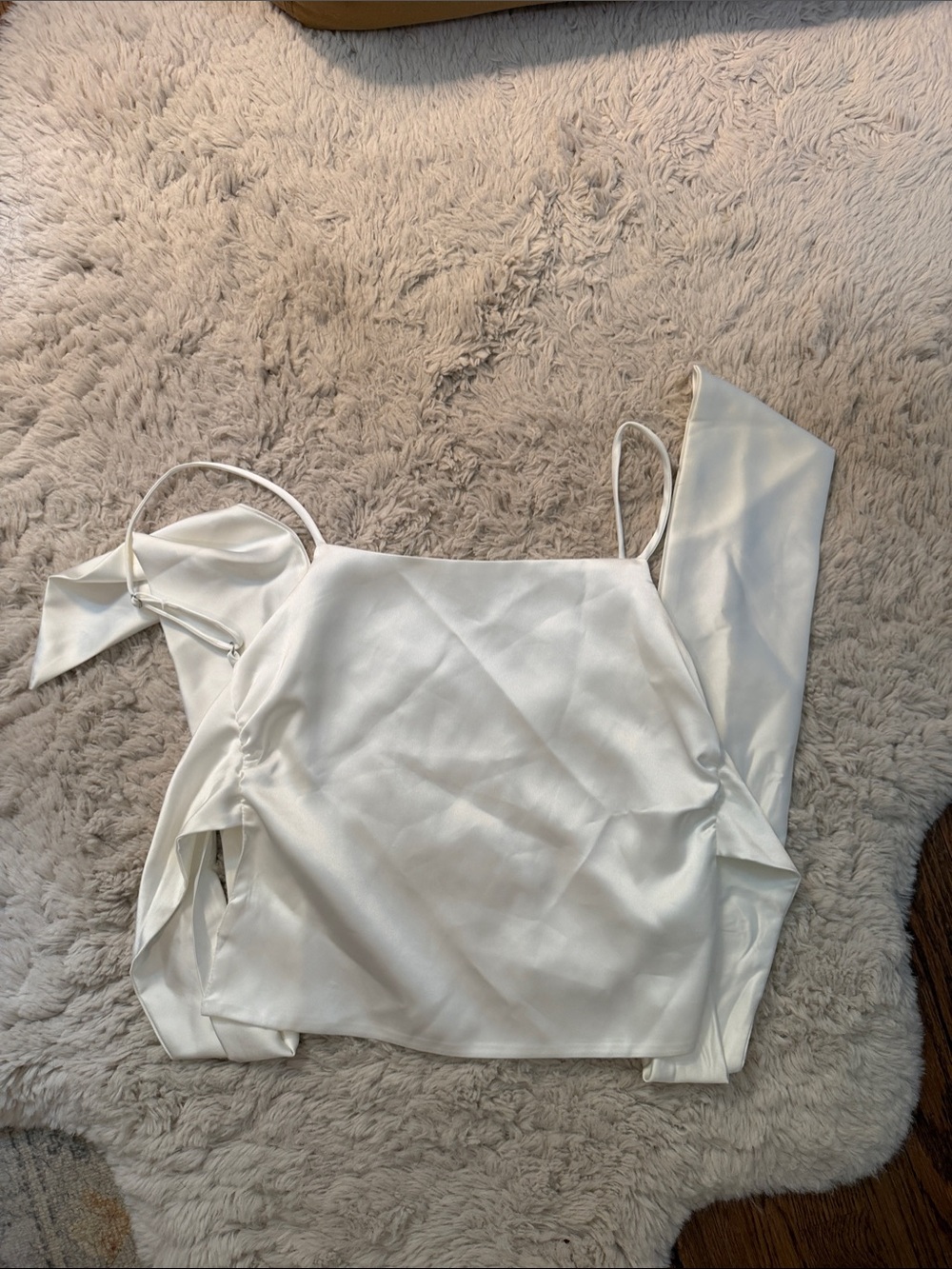 Zara Ivory Satin Tie-Strap Cami